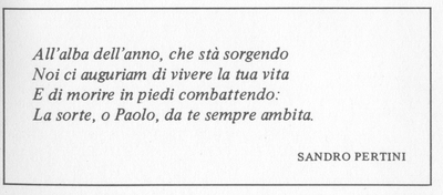 Versos de Sandro Pertini para Paolo Schicchi.