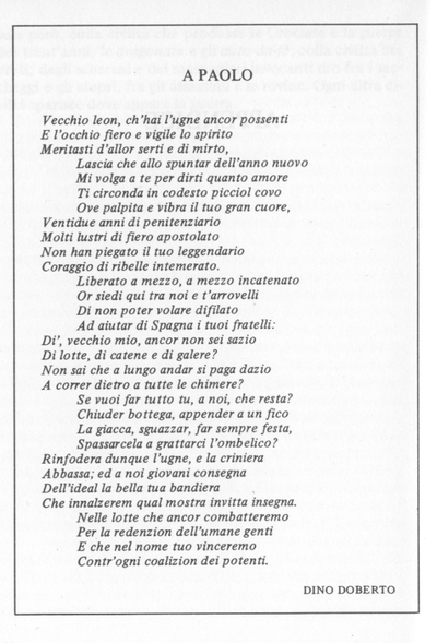 Poesía de Dino Roberto para Paolo Schicchi.